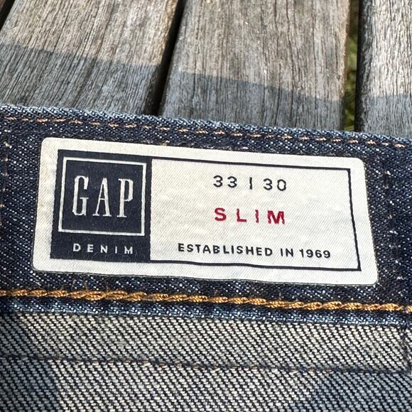 GAP Mens Slim Fit Blue Denim Jeans Size 33x30 Classic Casual Pants 5 Pocket - Picture 3 of 7